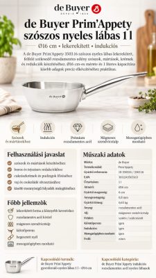 de Buyer Prim'Appety szószos nyeles lábas 1 l – Ø16 cm, lekerekített, indukciós