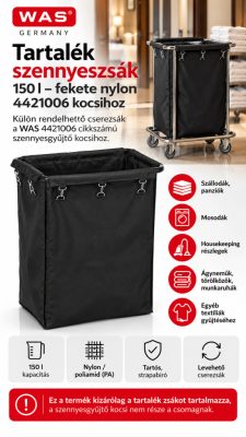 Tartalék szennyeszsák 150 l – fekete nylon, 4421006 kocsihoz