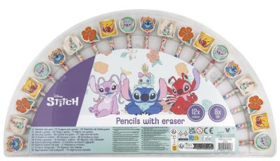 Disney Lilo és Stitch, A csillagkutya Aloha színes és grafit ceruza szett radír véggel 20 db-os