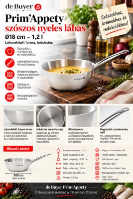 de Buyer Prim'Appety szószos nyeles lábas 1,2 l – Ø18 cm, rozsdamentes, indukciós