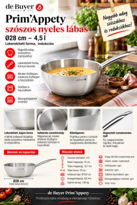 de Buyer Prim'Appety szószos nyeles lábas 4,5 l – Ø28 cm, rozsdamentes, indukciós