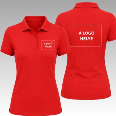 Női galléros póló egyedi céges logóval