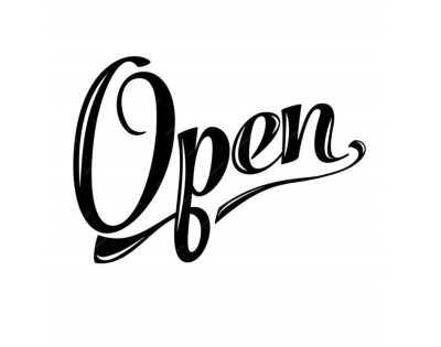 Díszes Open felirat matrica
