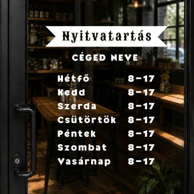 Prémium nyitvatartás matrica retro dizájn 