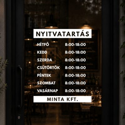 Prémium nyitvatartás matrica modern vonalas dizájn 