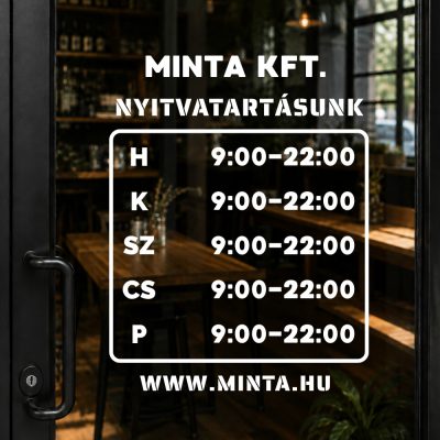 Prémium nyitvatartás matrica modern üzleti dizájn