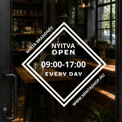 Prémium nyitvatartás matrica geometrikus modern dizájn