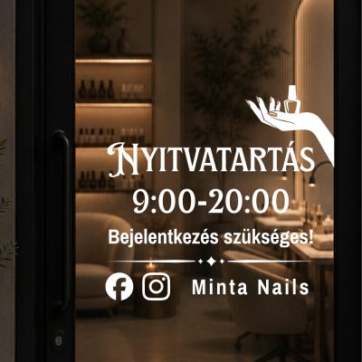 Prémium nyitvatartás matrica modern beauty többféle dizájn 