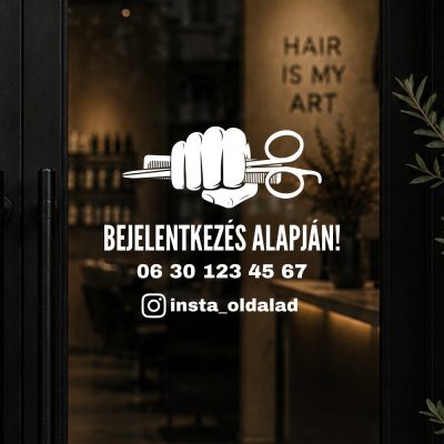 Prémium nyitvatartás matrica barber "bejelentkezés alapján"