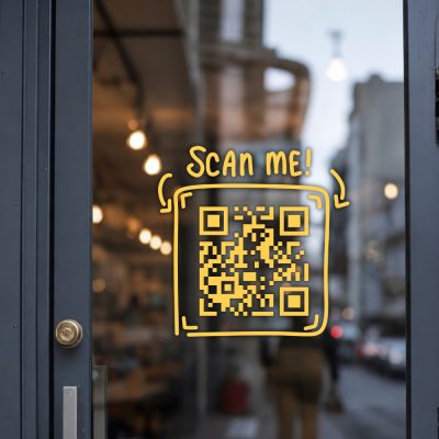 Egyedi QR kód matrica krétastílusú