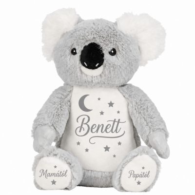 Egyedi babaköszöntő plüss koala maci névvel-dátummal és egyedi felirattal