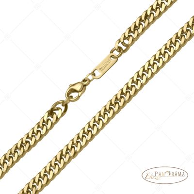 BALCANO - Double Curb / Nemesacél dupla pancer nyaklánc 18K arany bevonattal - 6 mm