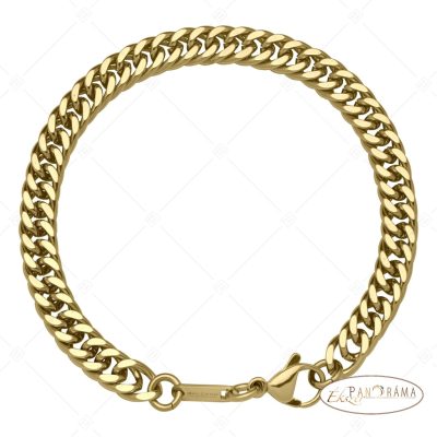 BALCANO - Double Curb / Nemesacél dupla pancer karkötő18K arany bevonattal - 6 mm