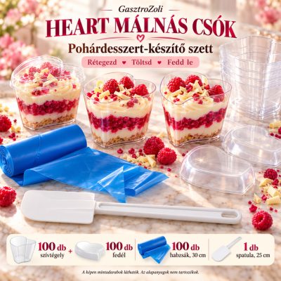 Heart Málnás Csók pohárdesszert-készítő szett – 100 fedeles szívtégellyel