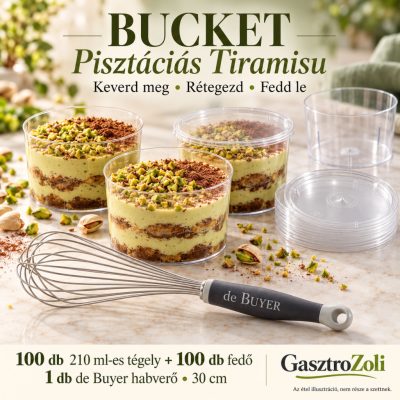 BUCKET Pisztáciás Tiramisu szett – 100 fedeles tégely és de Buyer habverő