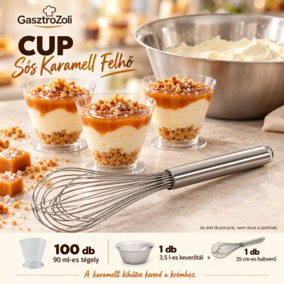 Cup Sós Karamell Felhő szett – 100 desszerttégely és keverőeszközök