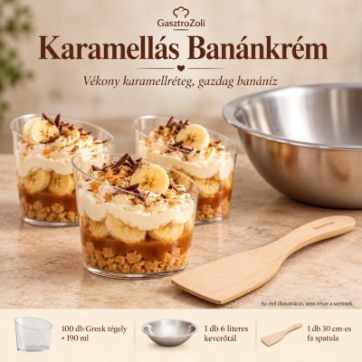 Karamellás Banánkrém desszertszett – Greek 190 ml, 100 db