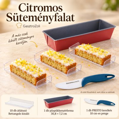 Citromos Süteményfalat süteménykészítő és tálalószett – 10 db kínálóval