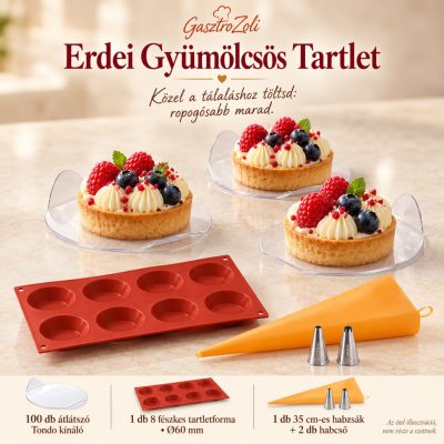 Erdei Gyümölcsös Tartlet süteménykészítő és tálalószett – 100 db kínálóval