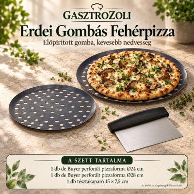 Erdei Gombás Fehérpizza pizzasütő szett – 24 és 28 cm