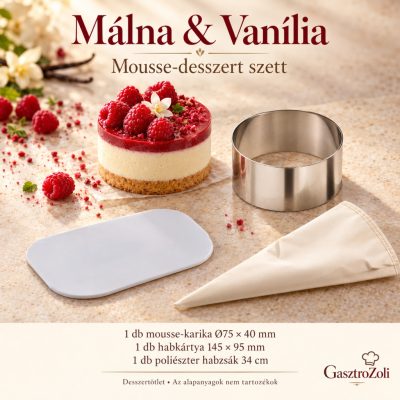 Málna & Vanília mousse-desszert szett – Ø75 × 40 mm