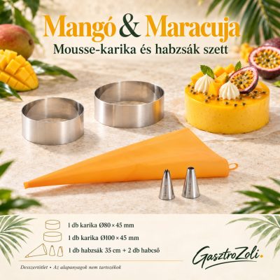 Mangó & Maracuja mousse-desszert szett – Ø80 és Ø100 × 45 mm