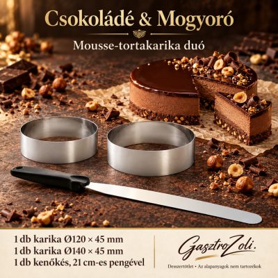 Csokoládé & Mogyoró mousse-desszert szett – Ø120 és Ø140 × 45 mm