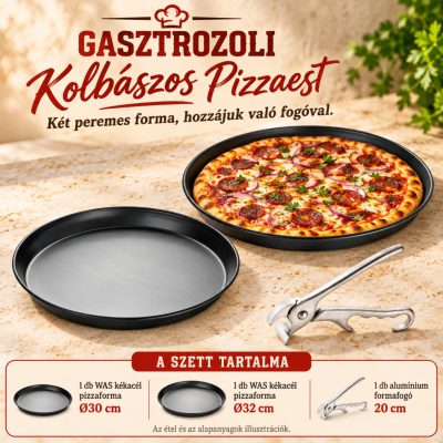 Kolbászos Pizzaest pizzasütő szett – 30 és 32 cm