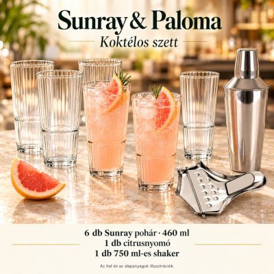 Sunray & Paloma koktélszett – 6 × 460 ml-es pohárral