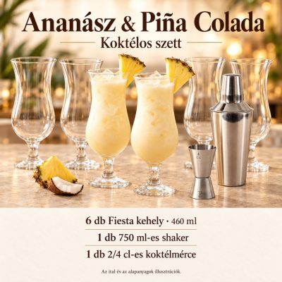 Ananász & Piña Colada koktélszett – 6 × 460 ml-es pohárral