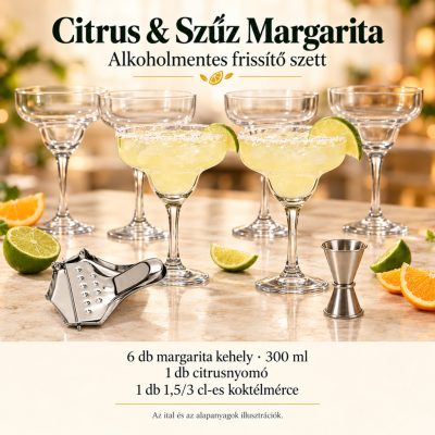 Citrus & Szűz Margarita koktélszett – 6 × 300 ml-es pohárral