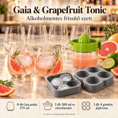 Gaia & Grapefruit Tonic koktélszett – 6 × 475 ml-es pohárral