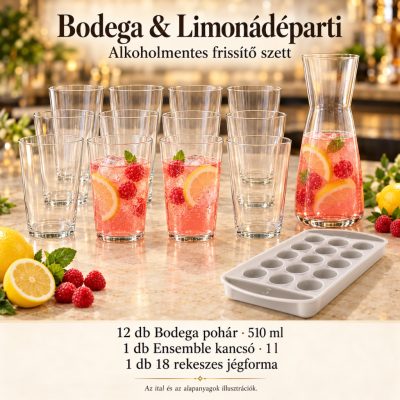 Bodega & Limonádéparti koktélszett – 12 × 510 ml-es pohárral