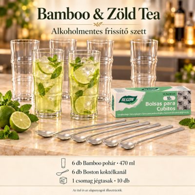 Bamboo & Zöld Tea koktélszett – 6 × 470 ml-es pohárral