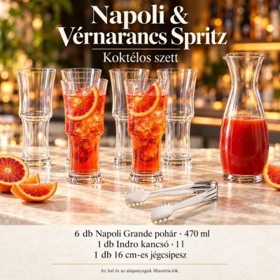 Napoli & Vérnarancs Spritz koktélszett – 6 × 470 ml-es pohárral