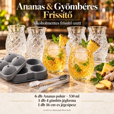 Ananas & Gyömbéres Frissítő koktélszett – 6 × 530 ml-es pohárral