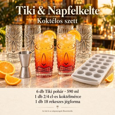 Tiki & Napfelkelte koktélszett – 6 × 590 ml-es pohárral