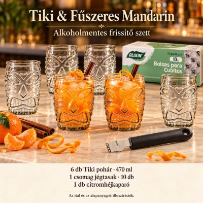 Tiki & Fűszeres Mandarin koktélszett – 6 × 470 ml-es pohárral