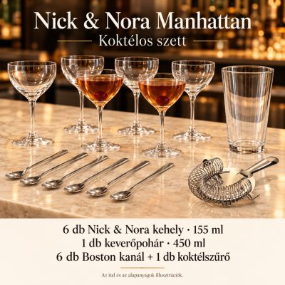 Nick & Nora Manhattan koktélszett – 6 × 155 ml-es pohárral