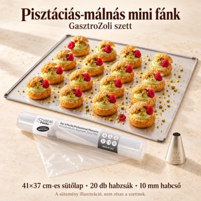 Pisztáciás-málnás mini fánk – 41 × 37 cm-es alumínium sütőlap szett