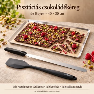Pisztáciás csokoládékéreg – de Buyer rozsdamentes sütőlemez 40×30 cm szett