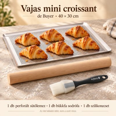 Vajas mini croissant – de Buyer perforált sütőlemez 40×30 cm szett