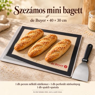Szezámos mini bagett – de Buyer perem nélküli sütőlemez 40×30 cm szett