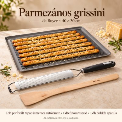Parmezános grissini – de Buyer perforált tapadásmentes sütőlemez 40×30 cm szett