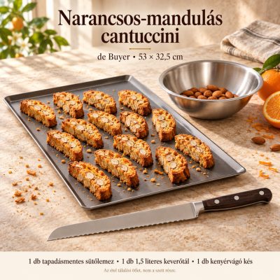Narancsos-mandulás cantuccini – de Buyer GN 1/1 tapadásmentes sütőlemez 53×32,5 cm szett