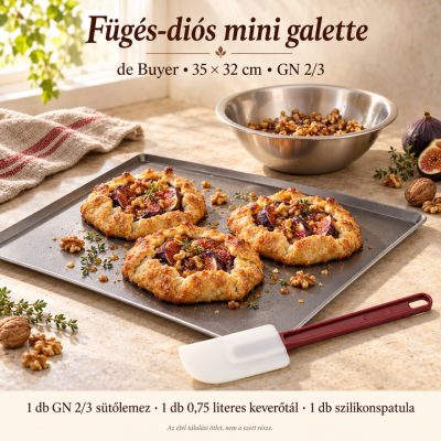Fügés-diós mini galette – de Buyer GN 2/3 tapadásmentes sütőlemez 35×32 cm szett