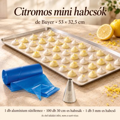 Citromos mini habcsók – de Buyer GN 1/1 alumínium sütőlemez 53×32,5 cm szett