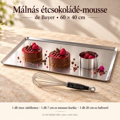 Málnás étcsokoládé-mousse – de Buyer rozsdamentes sütőlemez 60×40 cm szett