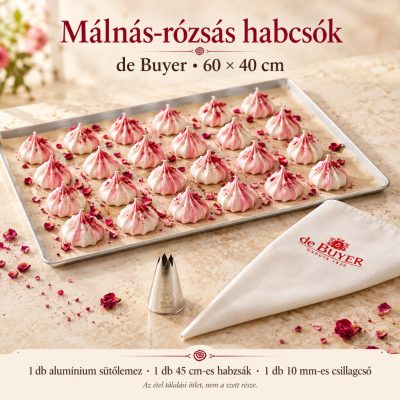 Málnás-rózsás habcsók – de Buyer alumínium sütőlemez 60×40 cm szett