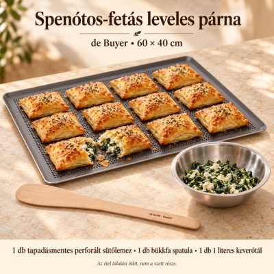 Spenótos-fetás leveles párna – de Buyer tapadásmentes perforált sütőlemez 60×40 cm szett